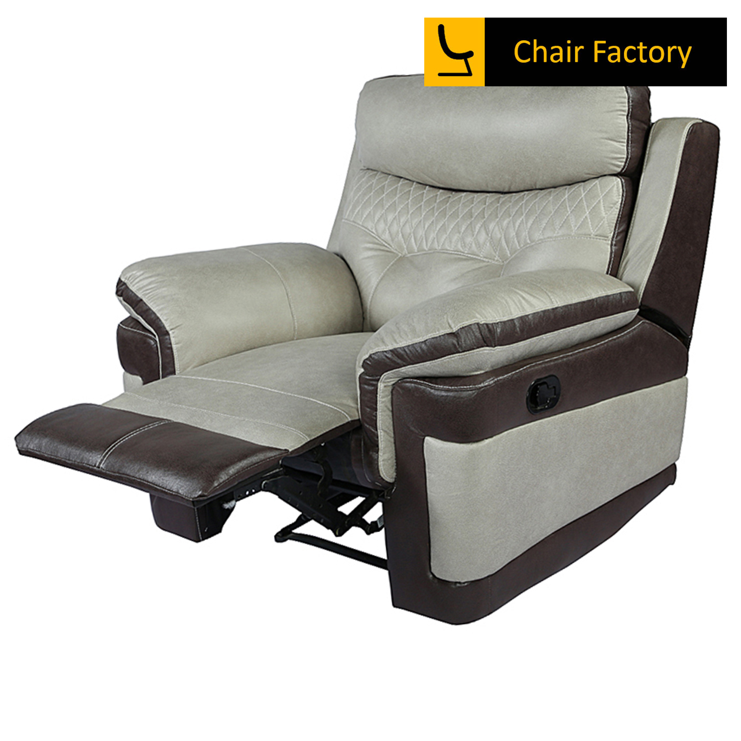 Franco Black & light Grey Leather Recliner Chair with Soft Padding